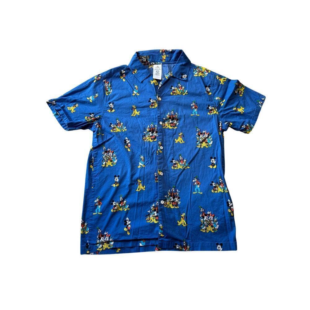 DISNEY short Sleeve button up shirt, size Men's Medium, Mickey & Friends